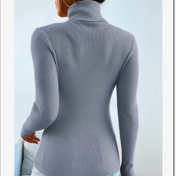 Casual Basic Knit High Neck Turtleneck Top Blouse - Picture 13 of 16